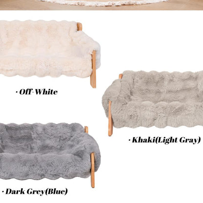 Elevated Pet Couch Bed, Wooden Cat and Small Dog Sofa